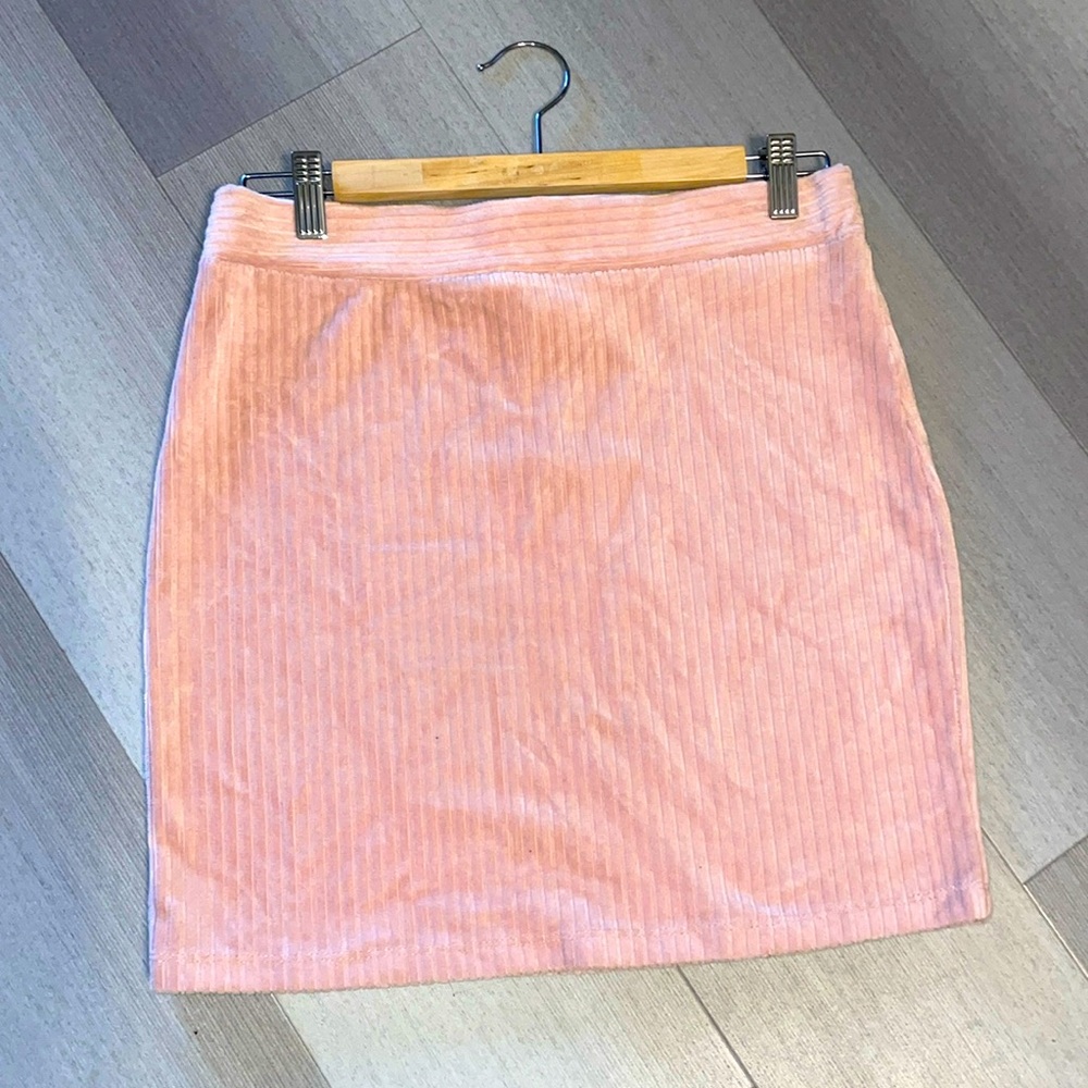Velvet Ribbed Mini Skirt